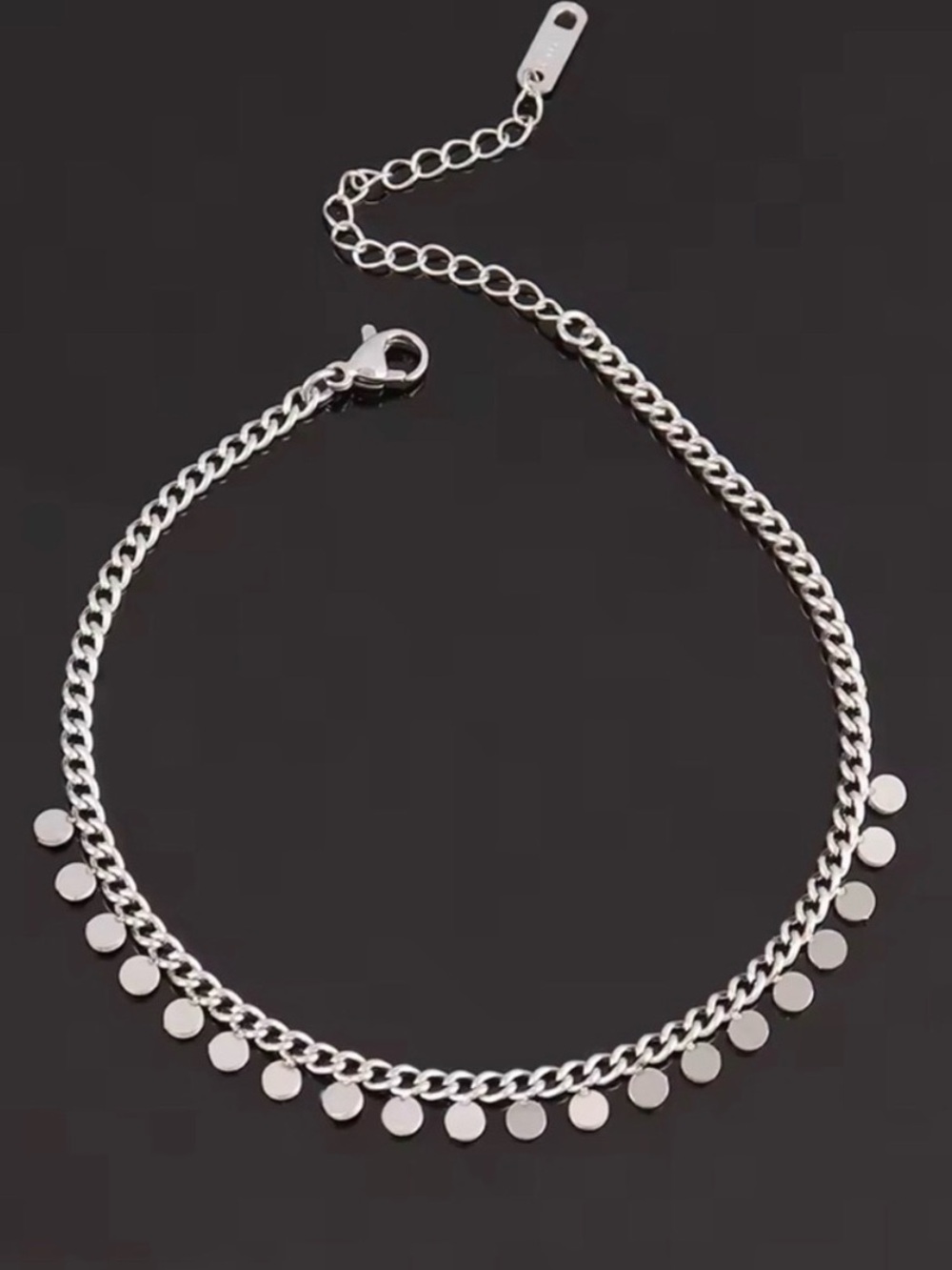 SILVER Disc Charm Chain Anklet Bracelet
Adjustable Stainless Steel
